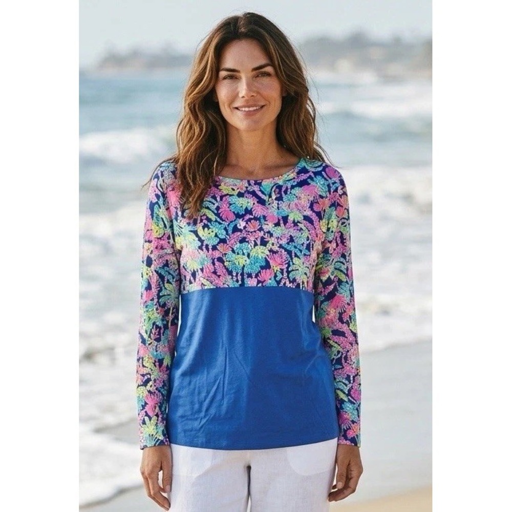 New Lilly Pulitzer X Large Finn Top Seen Herd Oyster Bay Blue Size XL Shirt
